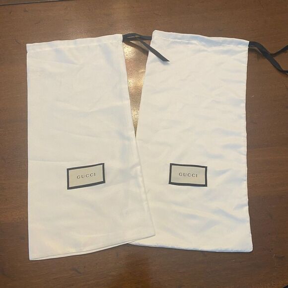Gucci White Satin Rectangle Shoes Storage & Dust Cover Bag 17" X 8.5" Pair - Picture 1 of 6